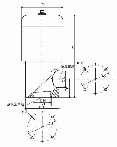 DDC-JQ电磁真空带充气阀外形及连接尺寸